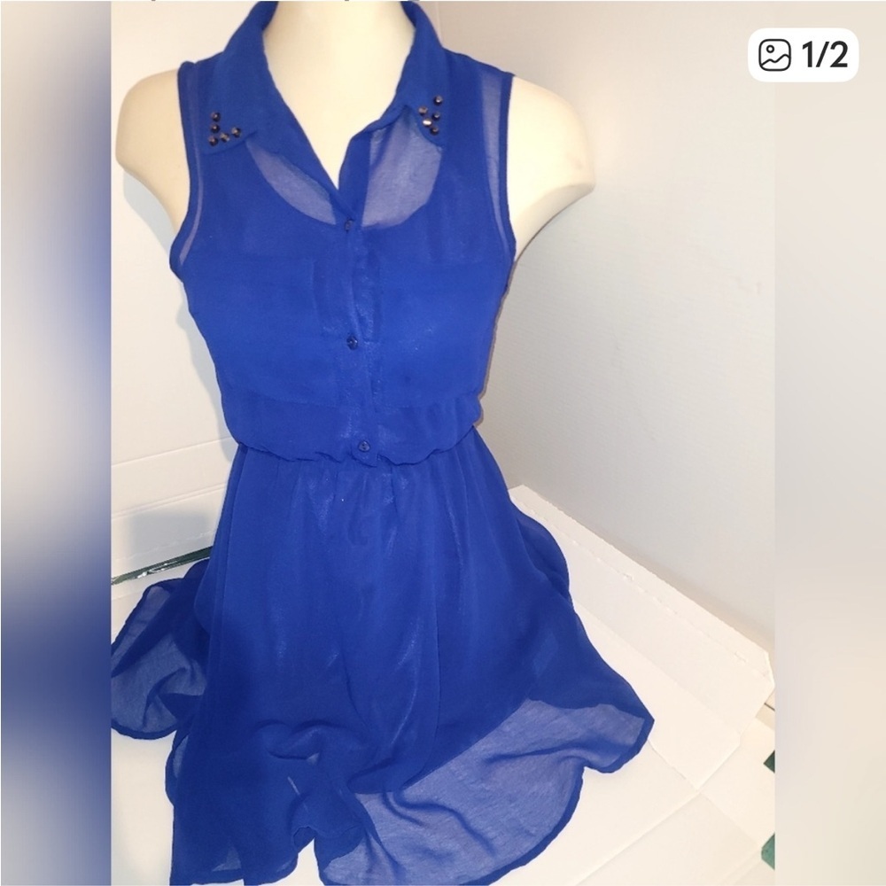 Bluenotes Royal Summer Blue Sleeveless Dress - Picture 2 of 3